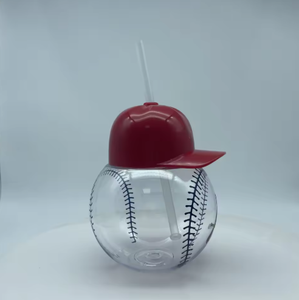 थोक डिस्पोजेबल 24 औंस बेसबॉल आकार प्लास्टिक टंबलर के लिए बेसबॉल कैप पुआल रचनात्मक डिजाइन के साथ ठंडे उपयोग पानी की बोतलों के कप के लिए - Product Image 3