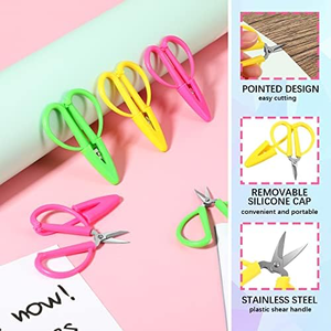 Mini ciseaux de sécurité pour enfants avec poignée en silicone, lame en acier inoxydable avec capuchon, pour l'école, l'artisanat, le bricolage, ciseaux portables pour enfants - Product Image 4