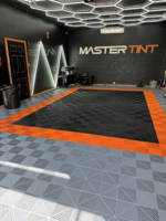 Carrelage de sol de garage à emboîtement pour garage Revêtement de sol en plastique pour entrepôt Lavage de voiture Drain Dalle Dalle Rib Garage Tapis de sol
