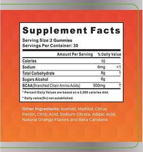 Bonbons gélifiés BCAA, acides aminés à chaîne ramifiée, gummies pour la récupération musculaire et le soutien énergétique - Product Image 2