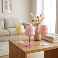 Verre à pied HL Macaron en verre soufflé, à triple torsion, minimaliste, à paroi simple, compatible lave-vaisselle, option logo personnalisé pour vin rouge, cocktail, jus
