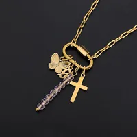 Bracelet en acier inoxydable eManco style bohème, papillon tendance, éléments en cristal violet pour bijoux quotidiens, vente en gros