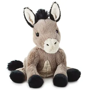 China Manufacture plush grey and brown donkey toys sitting donkey toy custom donkey with cloth