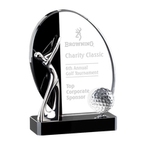 Trophée de golf personnalisé avec logo gravé, plaque de récompense artisanale, fabricant de trophées de golf en métal