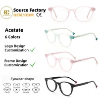 Personnalisation de lunettes optiques en acétate haut de gamme pour enfants, montures de lunettes rondes durables pour enfants, confortables pour un usage quotidien, OEM/ODM