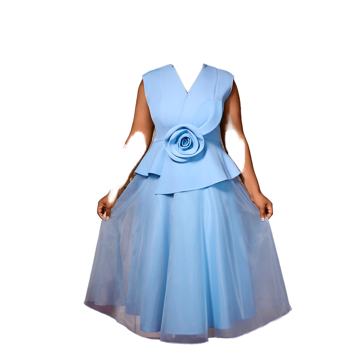 strapless open back dress JULIANA METALLIC PEPLUM MIDI DRESS IN BLUE – AKIRA