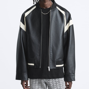 2023 Mới Thời Trang Bóng Chày Varsity Áo Khoác OEM Tùy Chỉnh Áo Thêu Logo <span class=keywords><strong>PU</strong></span> Da Máy Bay Ném Bom Varsity Áo Khoác Cho Nam Giới - Product Image 1