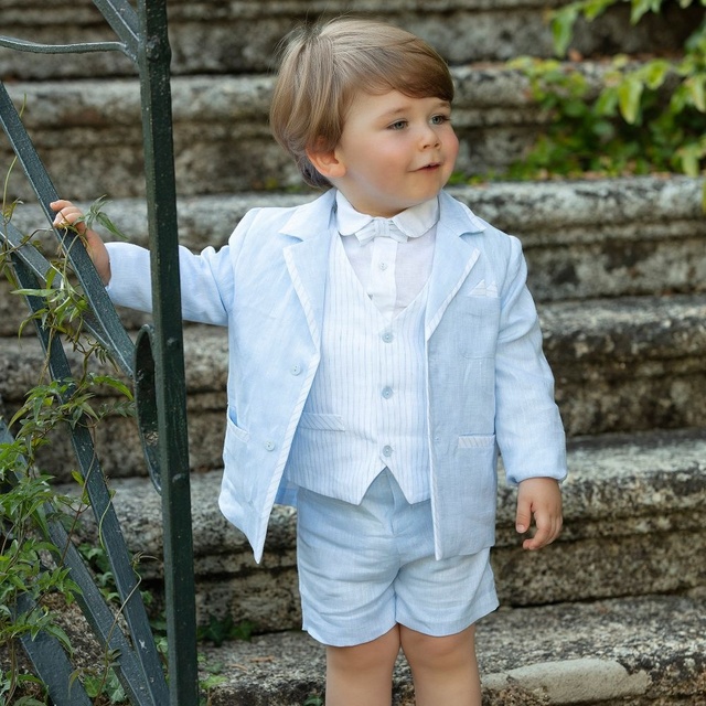OEM ODM Spanish Design blazer 3pcs Formal Wedding Birthday Party Kids Boy Clothing Set