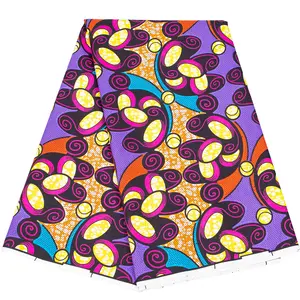 Tela estampada de doble cara de poliéster 100% batik de estilo étnico africano para vestido de mujer