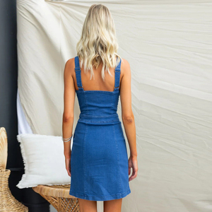 Mini abito elasticizzato <span class=keywords><strong>con</strong></span> <span class=keywords><strong>cerniera</strong></span> frontale in Denim - Product Image 4