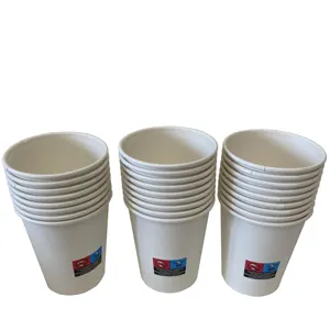 9oz/12oz/16oz beyaz soğuk içecek kağıt bardak, SingleWall, tek kullanımlık kağıt kahve bardağı kapaklı Anhui Huaining fabrika