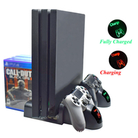 Support de refroidissement multifonctionnel 3 en 1 pour console vidéo PS4 SlimPro, station de charge pour manette de jeu PS4, accessoires de jeu