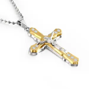 Factory wholesale 2023 trendy knight religion Christian cross Jesus amulet easter revive necklace chain pendant men women