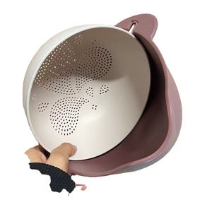 Panier à fruits de cuisine 2 en 1 Bol de rangement pour légumes Panier à égouttoir double couche en plastique - Product Image 1