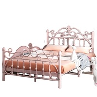 Lit en fer de luxe léger, style européen simple et moderne, lit de princesse, pour enfants et filles, simple et double, 1,5 et 1,8 mètres