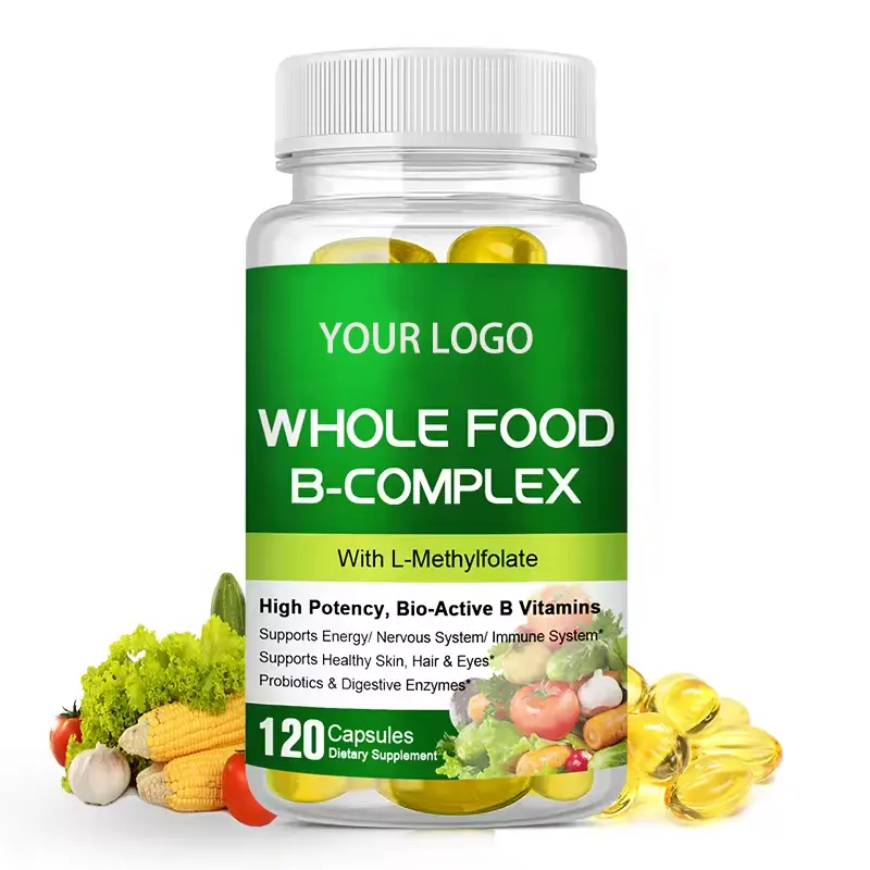 Precio de fábrica Etiqueta privada 120 cápsulas Cápsulas de complejo de vitamina B Suplemento dietético para exportación