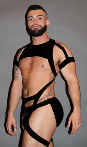 Sexy Verband Patchwork Uitgesneden Sling Pak Mannelijke Mannelijke <span class=keywords><strong>Stripper</strong></span> Crop Top Boxers Tweedelige Set Plus Size Heren Driehoek Ondergoed