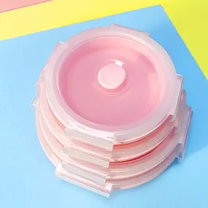BPA gratis makanan kelas silikon peralatan makan nyaman dilipat kotak makan siang tutup piring untuk perjalanan luar ruangan penggunaan rumah <span class=keywords><strong>set</strong></span> alat makan - Product Image 1