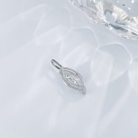 Ciondolo in Oro Bianco 18K con Diamante Sintetico HPHT, Design Minimalista e Versatile a Due Punte, Ciondolo a Marquise per Donna