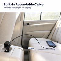 Traceur de véhicule Kaifute 2-en-1 avec chargeur de voiture, compatible Apple Find My et Android Find Hub, QC3.0 PD 35W, câble rétractable, sans abonnement, OEM