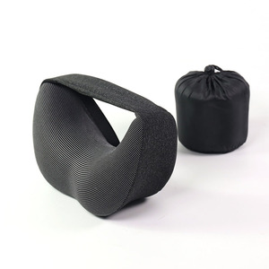 <b>U</b>-<b>Shaped</b> Memory Foam Neck <b>Pillow</b> Black Solid 28x26x14cm Travel <b>Pillow</b> With Storage Bag For Adults And Seniors - Product Image 1