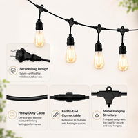 Guirlande lumineuse LED S14 rechargeable et dimmable, ampoule E26/E27, IP65, pour intérieur, fêtes, extérieur, étanche, pour camping, auvent