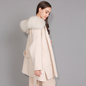 <span class=keywords><strong>Cappotto</strong></span> Invernale Jxwatcher in Cashmere, Trench in Lana <span class=keywords><strong>a</strong></span> Doppio Strato con Cappuccio in Vera Pelliccia di Volpe, <span class=keywords><strong>Cappotto</strong></span> Lungo in Lana Stile Europeo per Donne - Product Image 4