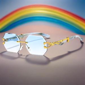 2025 cao cấp Kim Cương cắt không có vành đa giác Kính mát unisex thời trang UV400 bảo vệ Ý phong cách sang trọng phụ kiện - Product Image 2