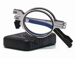 Gafas de Lectura Plegables Portátiles para Hombre, Montura Metálica Redonda y Cuadrada, Anti Luz Azul, Gafas para Presbicia con Dioptrías Positivas - Product Image 6