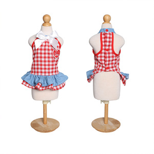 Valentine's Day <b>Red</b> Plaid Dress For Pets Heart <b>Bow</b> Dog Princess Outfit Four Seasons Cute Style - Product Image 3
