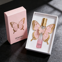 Flacon de parfum rond en verre de 10 ml, flacon d'échantillon de parfum rose, flacon de parfum en verre à col vissé avec carte personnalisée