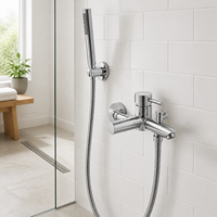 Robinet mitigeur mural pour baignoire et douche, finition chromée, levier unique, bec de baignoire avec inverseur, économie d'eau
