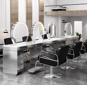 Estación de Espejo de Lujo para Salón de Belleza, Estaciones de Estilismo para Salón de Belleza y Barbería, Espejo de Diseño - Product Image 6