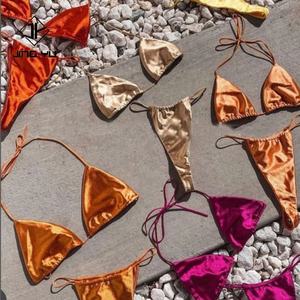 Traje de Baño Brillante de Marca Privada, Bikini Sexy Personalizado con Volantes, Traje de Baño Personalizado al por Mayor de Alta Calidad, Tejido Ecológico, Traje de Baño para Mujer - Product Image 2