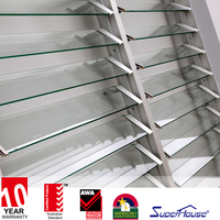 Fenêtre à persiennes en verre pour villa, fenêtre à persiennes étanche pour balcon moderne