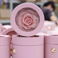 Boîte ronde Fleurs conservées Roses conservées Coffret cadeau cortical pour petite amie Saint Valentin Fête des mères Mariage Anniversaire Chris