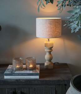 Antique Cumani Classic <b>Table</b> <b>Lamp</b> Handmade Wood <b>Base</b> Retro Fabric for Hotel Bedroom Living Room-Wholesale Price for Decorative - Product Image 6