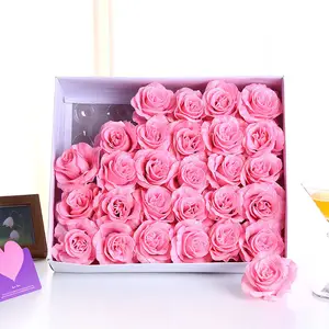 Wholesale Artificial Flower Crystal Rose Head Silk 30 Pcs Fake Roses Wedding Decorative With Gift Box