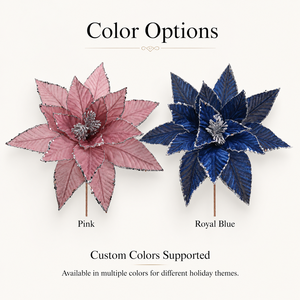 Guirnalda Navideña al por Mayor, Decoración para Árbol de Navidad, Borde de Lentejuelas Rosa y <span class=keywords><strong>Azul</strong></span>, Flor Artificial de Poinsettia - Product Image 5