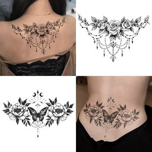 Tatouages temporaires pour adultes, bras, poitrine, épaule, roses, fleurs, autocollants de tatouage temporaires, petits tatouages noirs pour femmes, hommes, enfants - Product Image 1