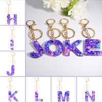 Vente en gros de porte-clés porte-clés porte-clés majuscule 26 lettres porte-clés mot anglais frange porte-clés résine Flash acrylique pendentif