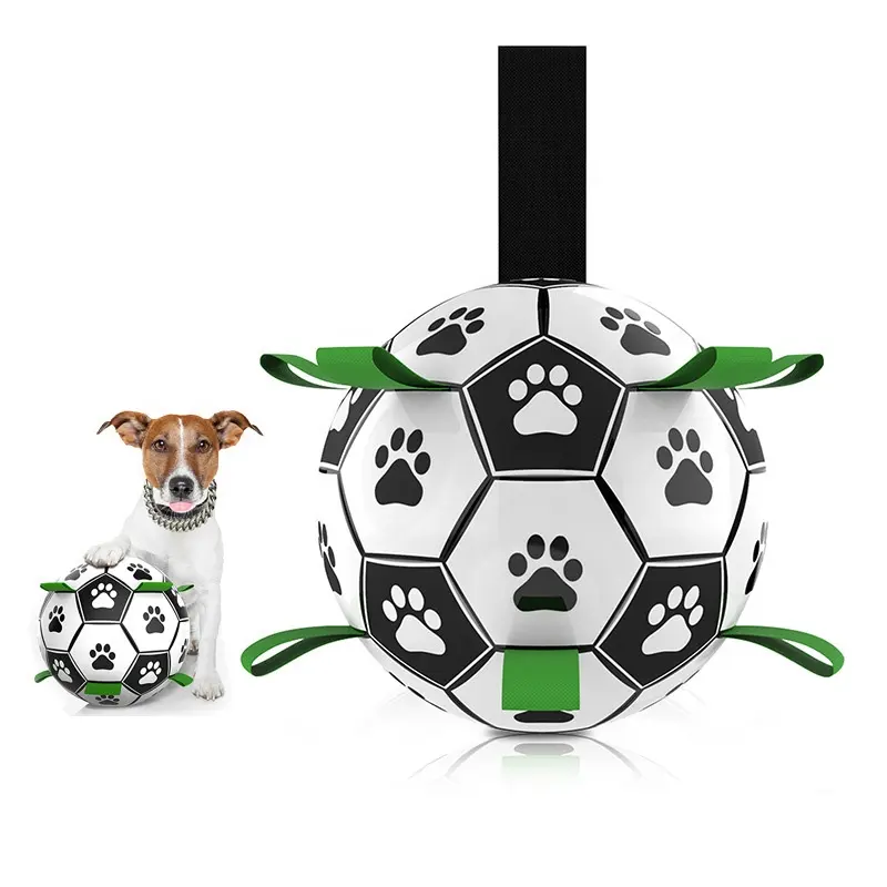 ストラップ付き屋外犬のおもちゃサッカー綱引きのためのペットのおもちゃ耐久性のあるインタラクティブな新しい犬のおもちゃボール
