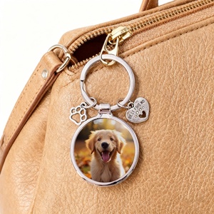Porte-clés personnalisable en sublimation pour photos d'animaux, cadeau gravé avec numéro de té<span class=keywords><strong>l</strong></span>éphone, anti-perte, en métal - Product Image 5