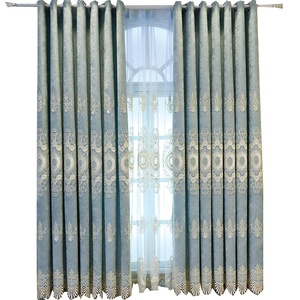 Di lusso europeo di alta qualità Ready Made Finished <span class=keywords><strong>tende</strong></span> in ciniglia rosa ricamata tenda da finestra per soggiorno - Product Image 5