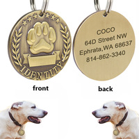 Plaque d'identification personnalisée en bronze pour chien, breloque détachable pour collier, décoration de vacances