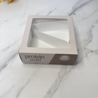 Petite boîte à gâteau carrée, sécuritaire pour les aliments, avec fenêtre, design triangulaire, en carton recyclable, finition dorée mate, gaufrage, pelliculage mat