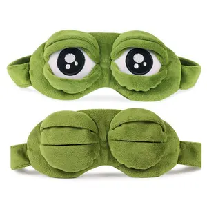 Masque pour les yeux mignon en peluche avec les yeux bandés et relax grenouille 3D drôle personnalisé créatif