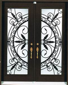Porta d'Ingresso in Ferro Battuto a <span class=keywords><strong>Doppia</strong></span> <span class=keywords><strong>Anta</strong></span> - Emblemi Metallici Ornamentali e Telaio Rinforzato per Sicurezza e Decorazione Residenziale di Lusso - Product Image 1