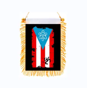 Banderín de espejo retrovisor para coche, Bandera de Puerto rico para Mini Banner