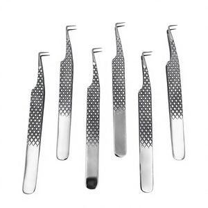 Pince à épiler pour extensions de cils en acier inoxydable argenté, poignée diamantée, 10 mm, pointe pointue à 90 degrés - Product Image 4